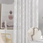 Занавеска из тонкой ткани, белая, с геометрическим рисунком, для гостиной, спальни, Тюлевая занавеска с рисунком
