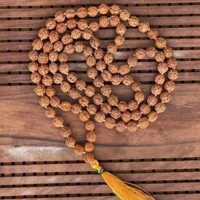 6mm natural knot rudraksha gemstone beads tassel necklace spirituality inspiration colorful lucky diy easter emotional classic
