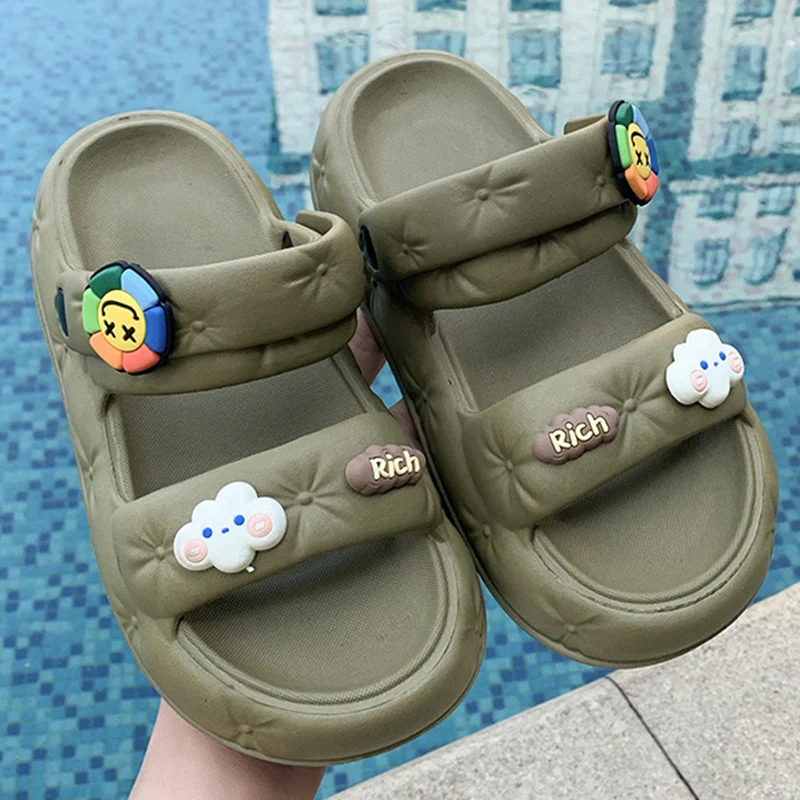 Women's Slippers  Cute Cartoon Decoration Platform Design Home Shoes Non-slip Sweet Sandals 2023 Summer New Outdoors Women Shoes