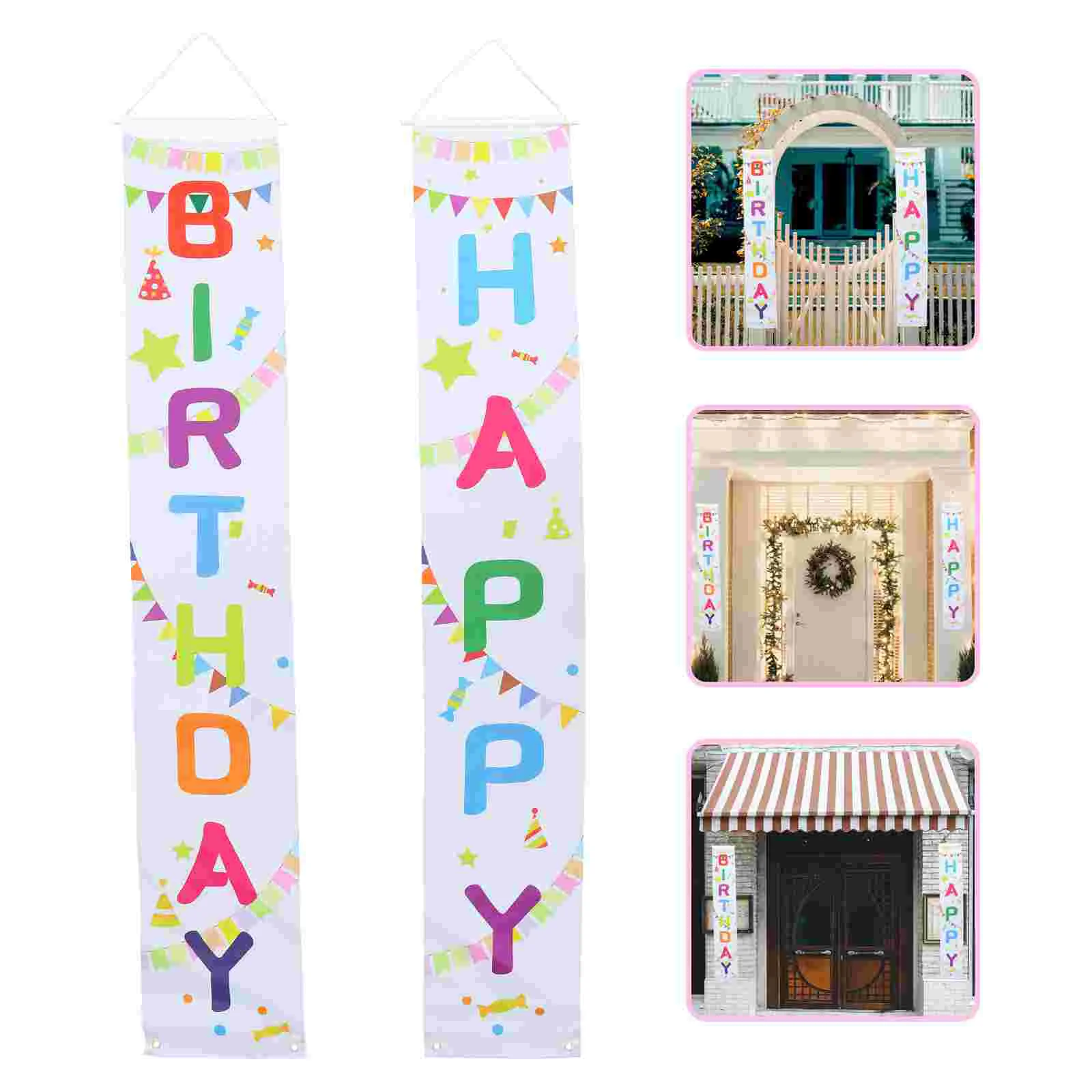 

1 Pair Porch Sign Birthday Door Hanging Banner Door Banner Birthday
