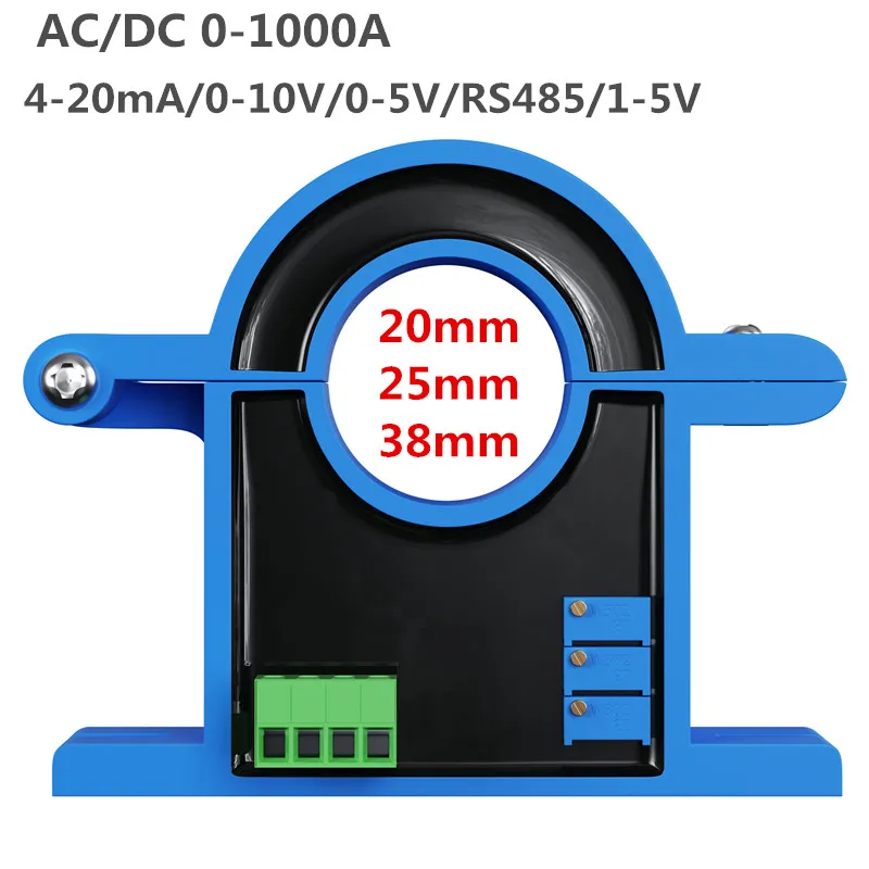 

Передатчик переменного тока, датчик Холла, аналоговый выход, AC 50A, 100A, 200A, 500A, 1000A, разделенный сердечник, 20 мм, 38 мм, датчик передатчика, преобразователь