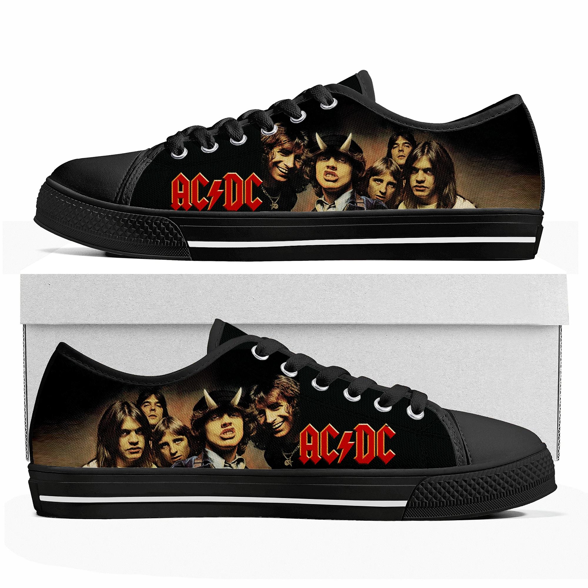 

AC Rock Band Low Top Sneakers DC Mens Womens Teenager High Quality Canvas Sneaker Casual Couple Shoes Custom Shoe