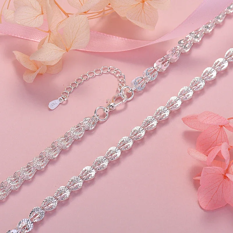 Новое серебряное красивое ожерелье и серьги набор ювелирных изделий для женщин