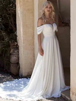 luojo boho wedding dress 2022 a line sweetheart off the shoulderzipper tea length bridal gown for women custom vestidos de novia