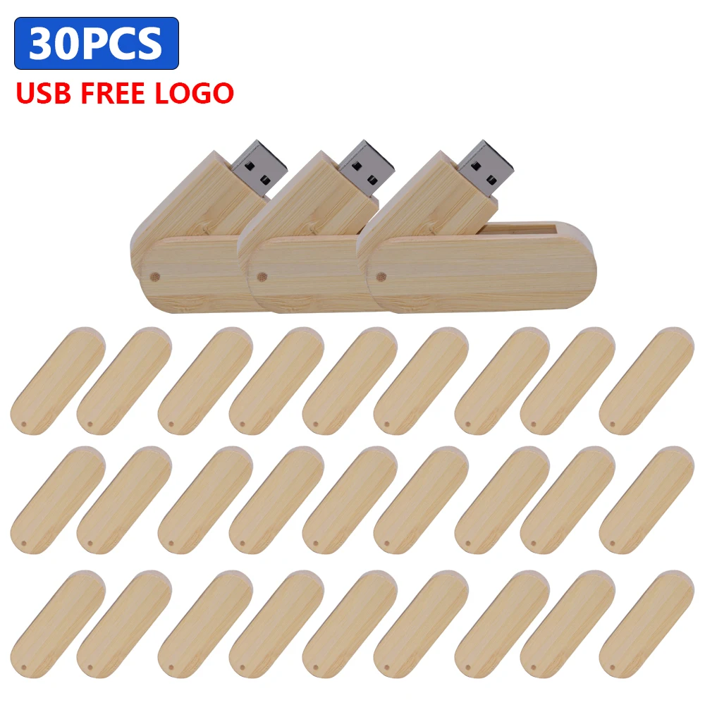 30pcs/lot USB 2.0 (free Custom LOGO) Wooden Usb with Box USB Flash Drive Pendrive 4GB 8GB 16GB 32GB 64GB Memory Stick for Gift