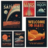 outer space visions of the future travel art poster kraft paper vintage poster wall painting study aesthetic art wall painting