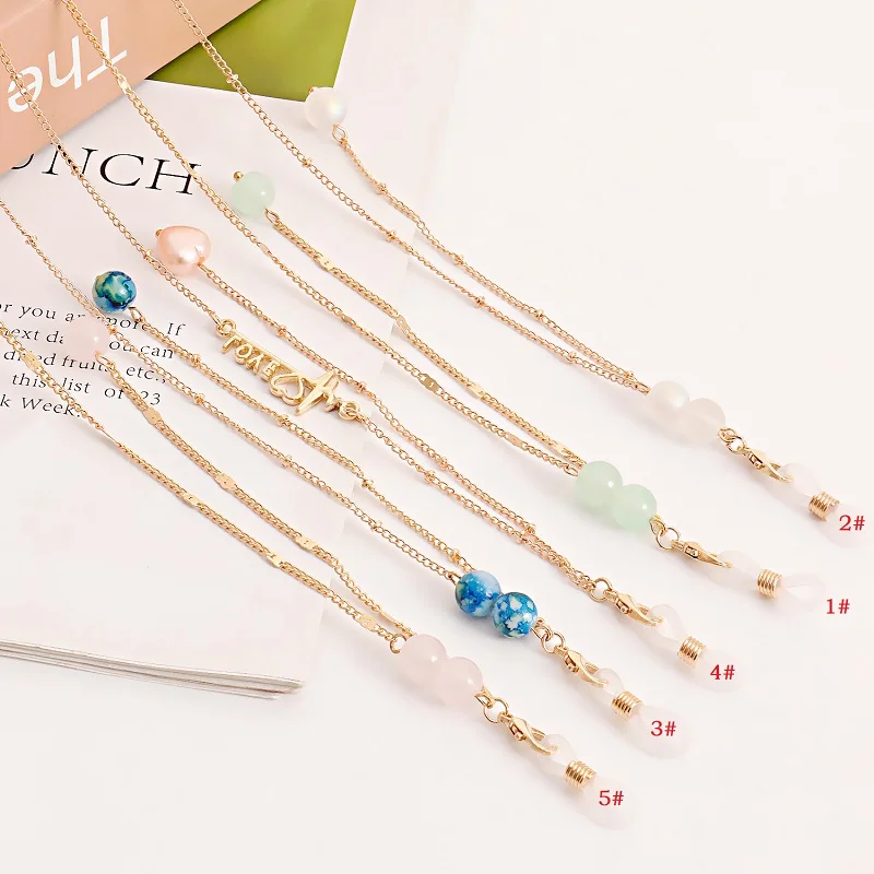 

Summer Fashion Alloy Mask Chain Letter Color Stone Glasses Chain For Women Jewelry Accessories
