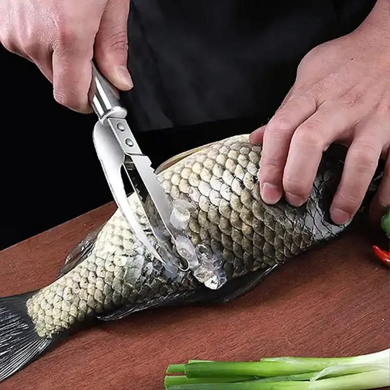 

Stainless Fish Scale Knife Cut Scrape Dig 3-in-1 Tool Steel Seafood Fish Filting Cutter Scaler Knives Cleaning Peeler Gadget