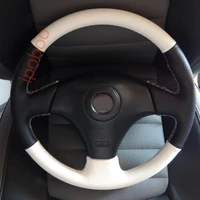 white black hole lether steering wheel hand stitch on wrap cover for toyota rav4 03 05 celica 03 lexus is200 300 1999 05