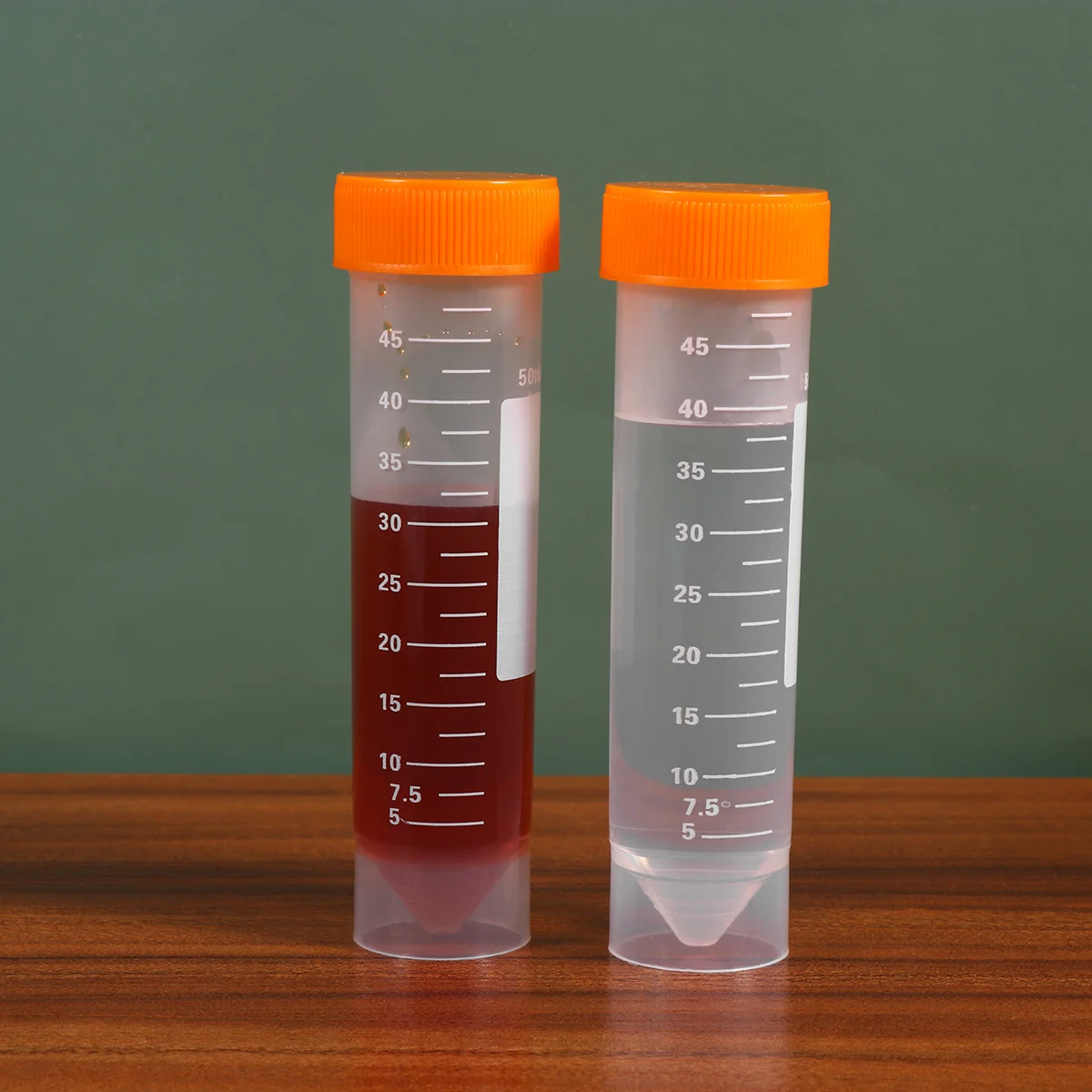 

50pcs 50ml Screw Port Centrifuge Tube Flat Bottom Centrifuge Tube Vertical Centrifuge Tube (Orange, 50pcs/Pack)