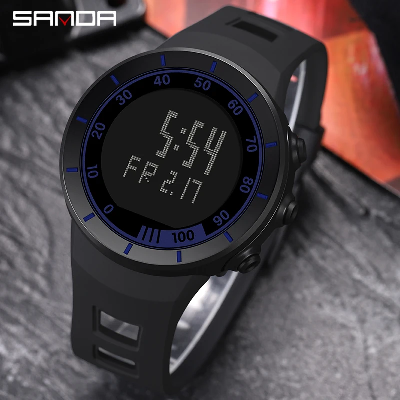 SANDA NEW Brand Luxury Men's Sports Watch Shockproof LED Electronic Watch Fashion Waterproof Military Watch Outdoor Watch 9001