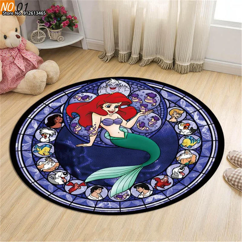 

Серия принцесс Disney, украшение для спальни, гостиной, кухни, круглый ковер, мультяшный детский нескользящий напольный коврик для ползания
