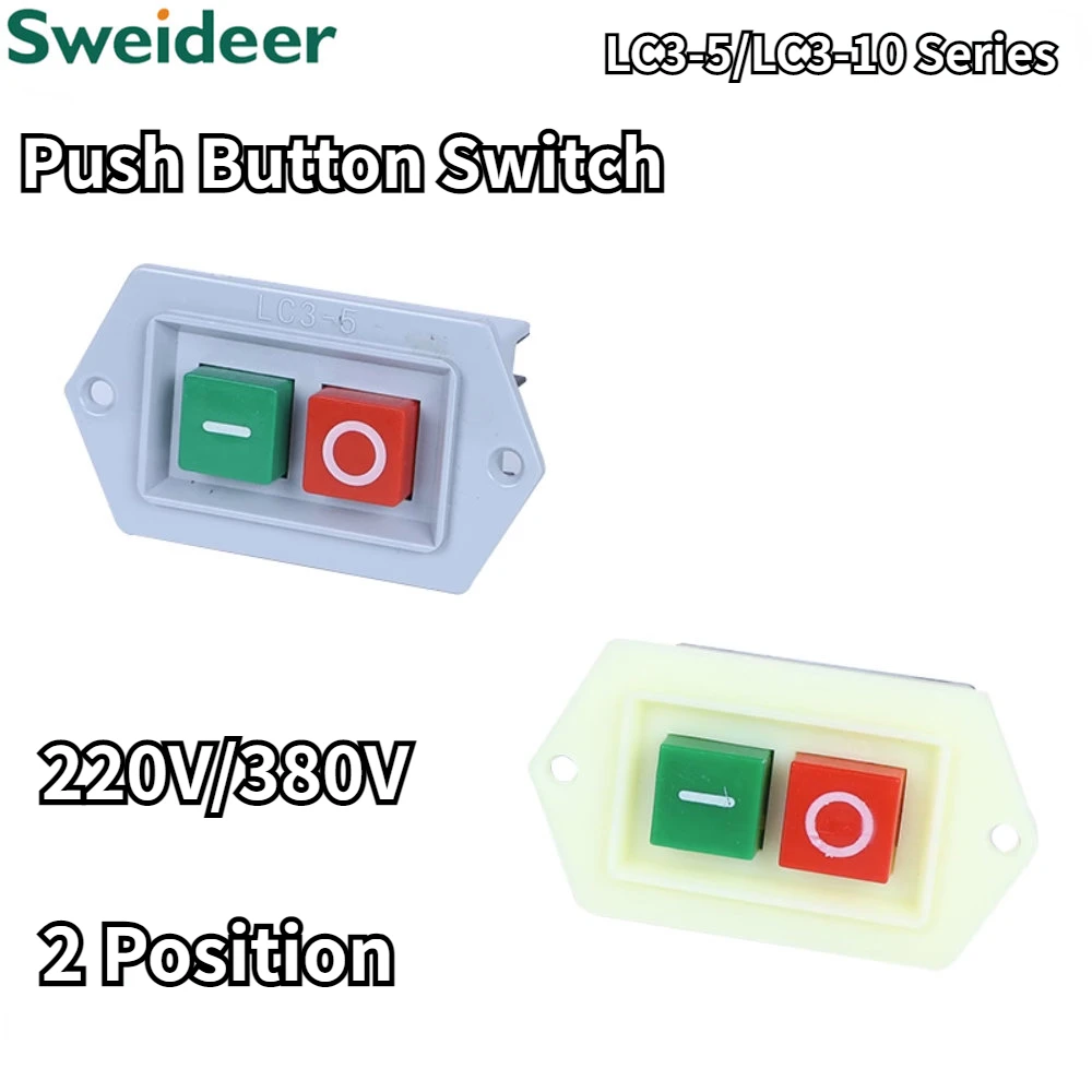 

Machine Switch Start Stop Switch on/off 5A 10A 380/220V Bench Drill Grinding Cutting Machine Button Drill Switch 3Phase Starter