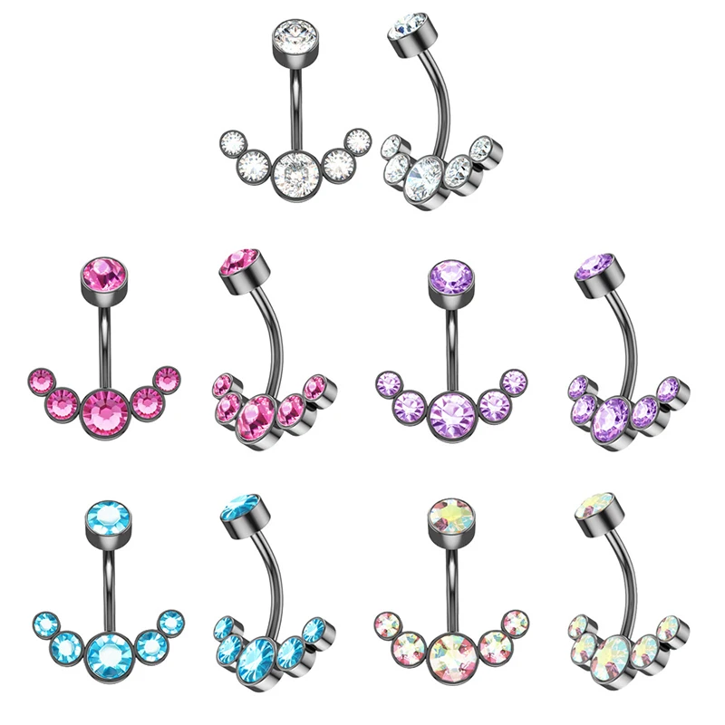 

2022 new 316L stainless steel Czech drill navel ring fashion body piercing jewelry is not allergic and does not fade