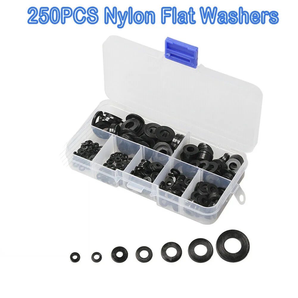 

250pcs/Box Flat Washer 13.2*6.8*2.3cm Rubber O Rings Nylon WASHERS SET Black Plumbing Seal Buffer Packer Tap Bath Sink O Ring