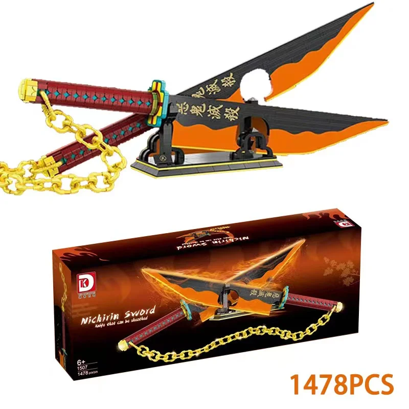 

210cm Demon Slayer Sword Building Block Model Uzui Tengen Weapon Japanese Anime Bricks Assemble MOC Kid Boy Toys For Children