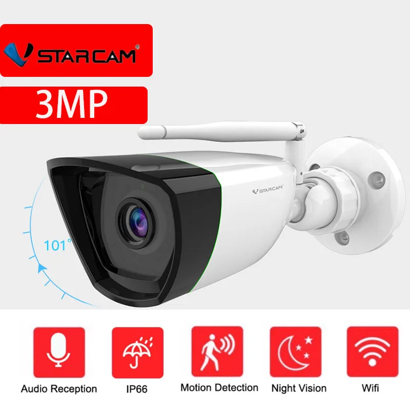 

Vstarcam 3MP 1080P Наружная цилиндрическая IP-камера 1296P Wi-Fi камера видеонаблюдения ИК датчик движения IP66 Водонепроницаемая камера видеонаблюдения