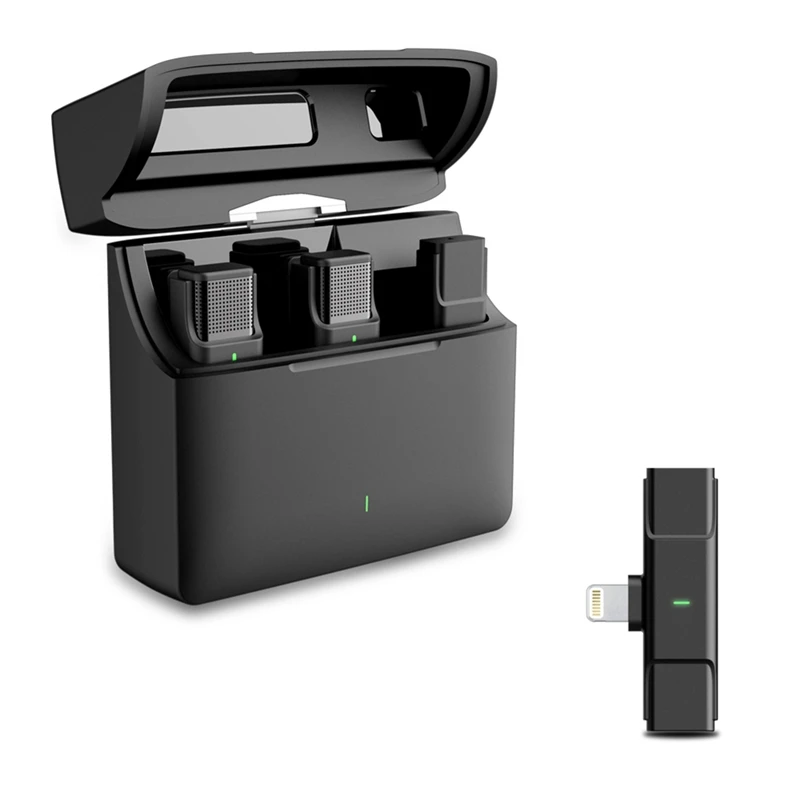 

Wireless Lavalier Microphone With Charging Compartment 300M Range Recording Vlog Youtube Live For Android