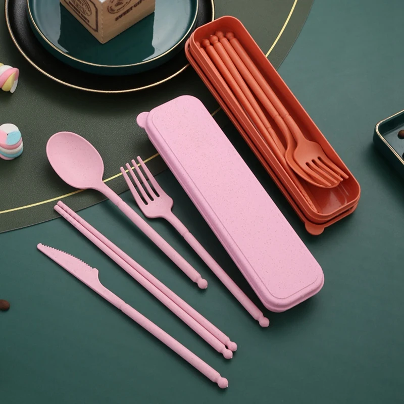 Набор портативной посуды 8 цветов набор многоразовых дорожных столовых приборов