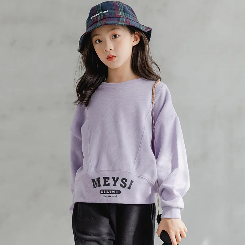 

Spring New Girls Sweatshirt Casual Long Sleeve Letter Children Tops School Kids Loose Clothes 12 14 Years Teenager Girl Costume