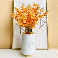2022 new design marble pattern with gold rim luxury vases for home decor modern vase flower vase