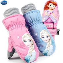 Disney Frozen Warmer Ski Gloves For Girls Elsa Anna Sofia Keep Warm Outdoor Winter Knitted Thicken Mittens Full Finger Gloves 