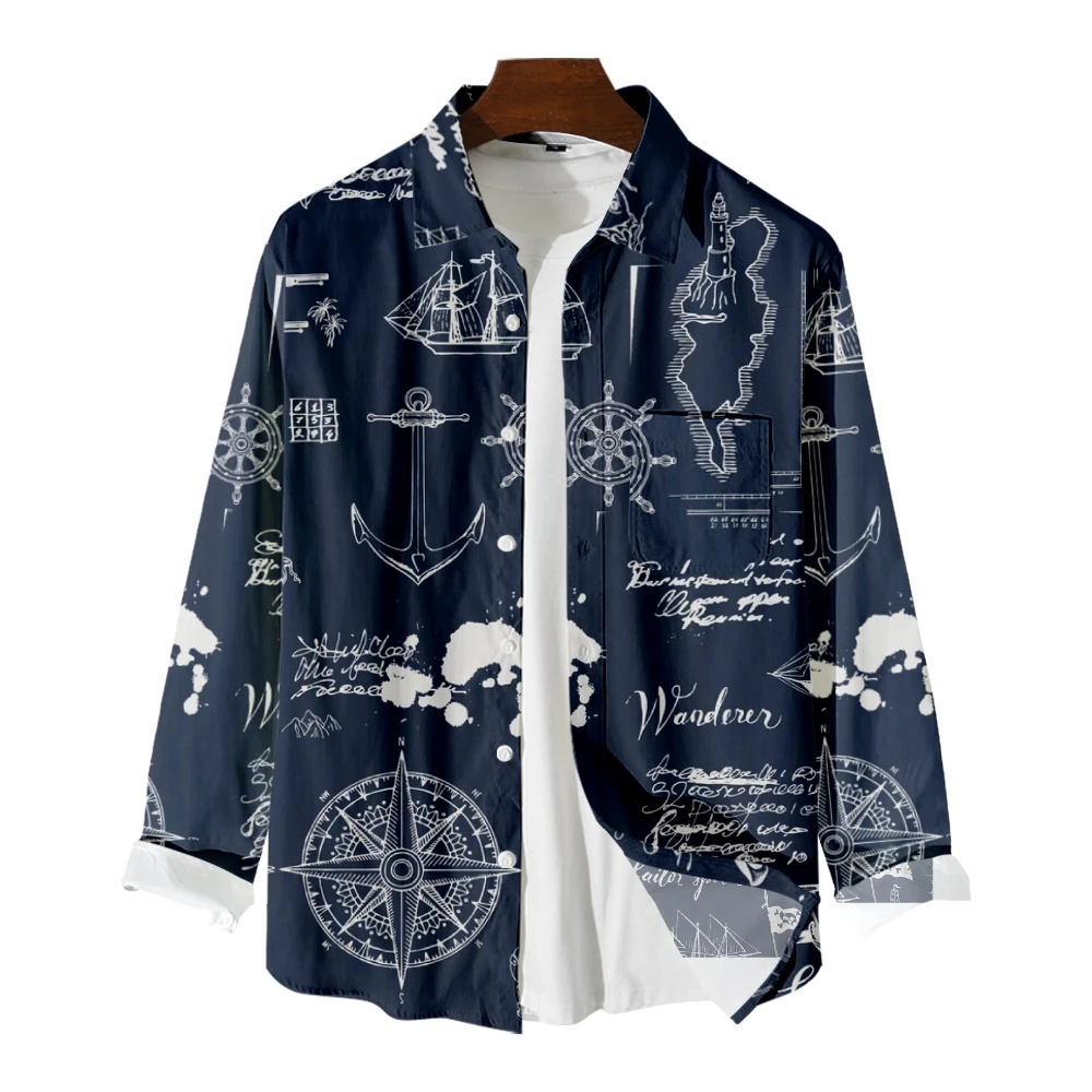 

Long-sleeved shirt men's ocean hall fish scale printing casual personality trend fried street ruffian handsome jacket