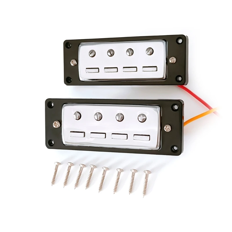 

Mini 4 Strings Pickups Electric Bass Pickups Guitar Bass Neck Middle Bridge Pickups Screws Accessories with Black Rings G99D