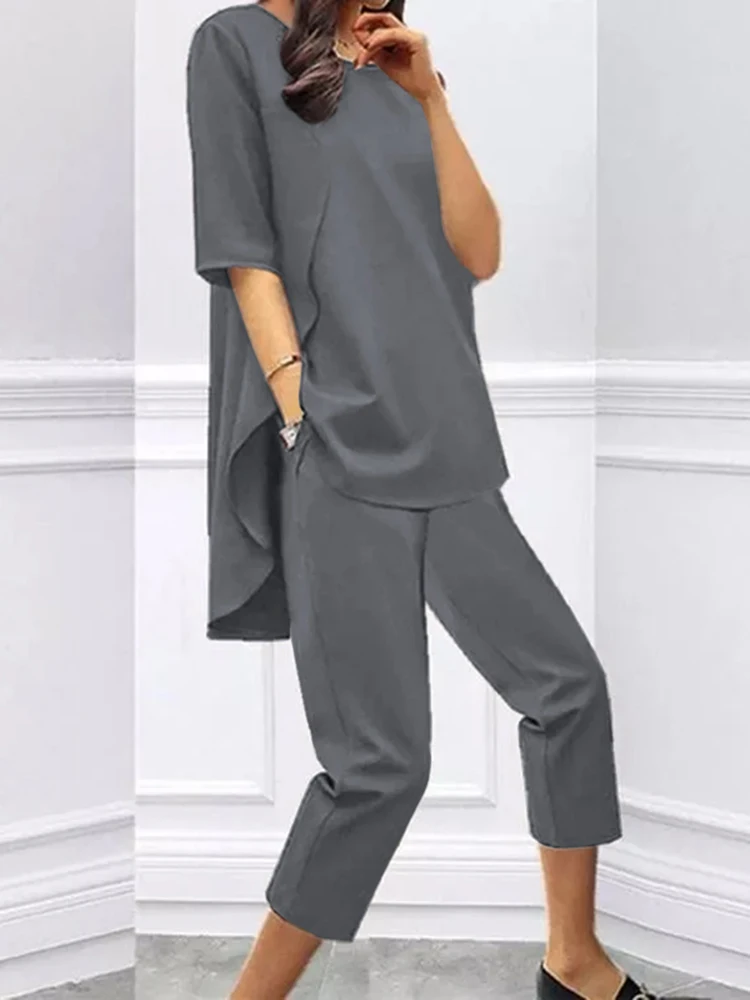 Celmia 2023 Модный женский комплект из 2 предметов модный топ с коротким рукавом и