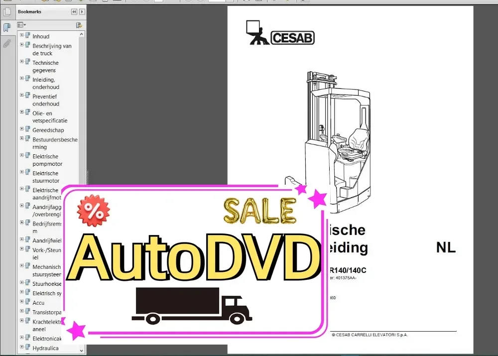 Фото Каталог запасных частей для вилочного погрузчика AutoDVD Cesab и руководство по обслуживанию, полный DVD 28 ГБ №1