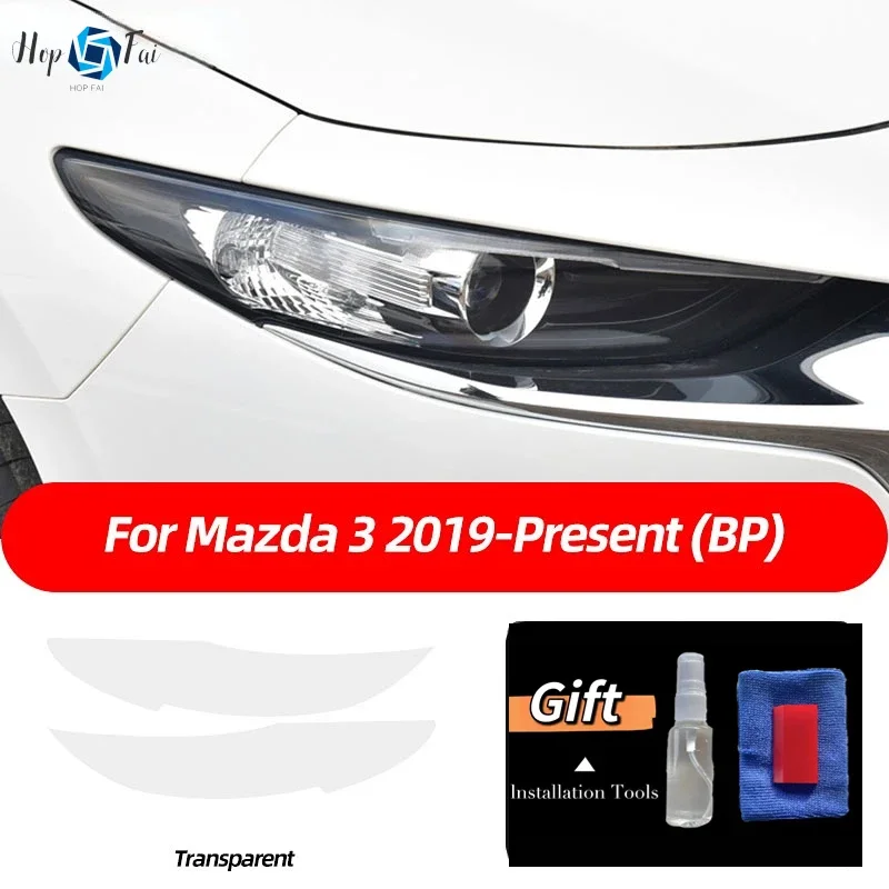 

2 шт. защитная пленка для фар автомобиля, прозрачная дымчатая черная наклейка из ТПУ для Mazda 3 BP 2019 2020 2021 2022 хэтчбек