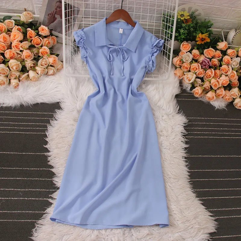 

Женское платье-рубашка с отложным воротником, однотонное платье без рукавов с деревянными ушками, лето 2023