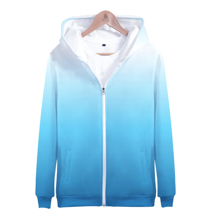 

Neon blue Zipper Hoodies Men/Women Sweatshirts Colourful Gradient Kids Hoodie Solid Neon Hooded Rainbow Coat