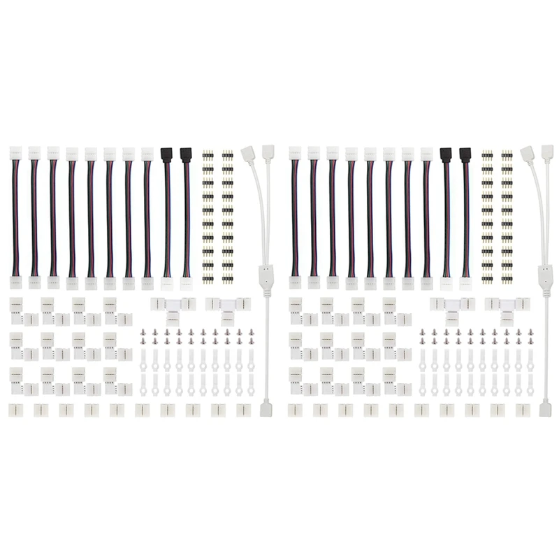 

2X LED Strip Connector Kit For 5050 10Mm 4Pin,Includes 8 Types Of Solderless LED Strip Accessories,Provides Most Parts