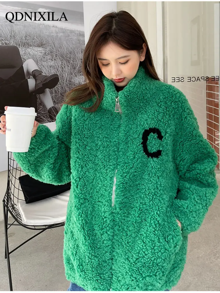 2022 Korean Version of Fashionable Young and Trendy Loose Leather Women's Fur Coat Medium Long Sheep Sheared Grain Real Fur Coat