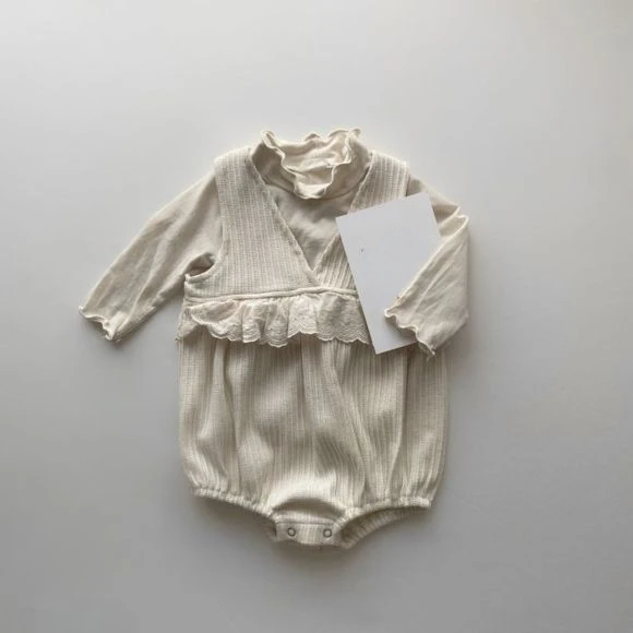 

2023 New Autumn Newborn Baby Girls Romper Solid Long Sleeve Lace Jumpsuit Inflant Playsuit Overalls Fashion Outfits