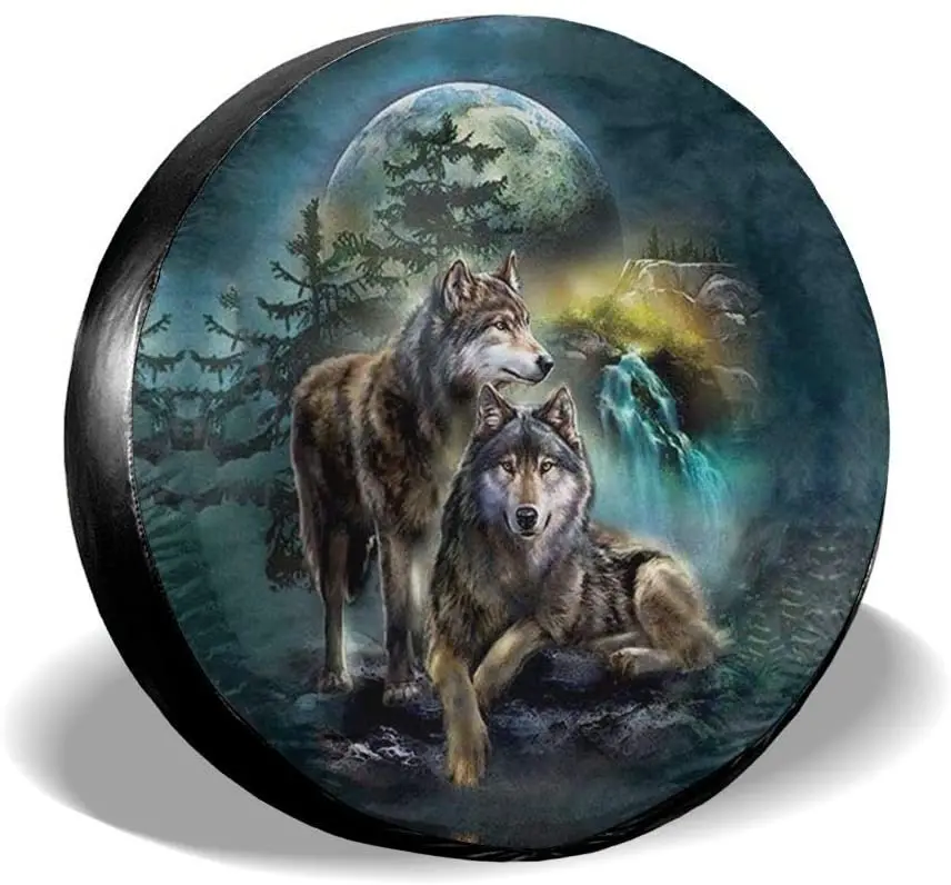Foruidea 3D Printed Wolf Spare Tire Cover Waterproof Dust-Proof UV Sun Wheel Tire Cover Fit for Jeep,Trailer,