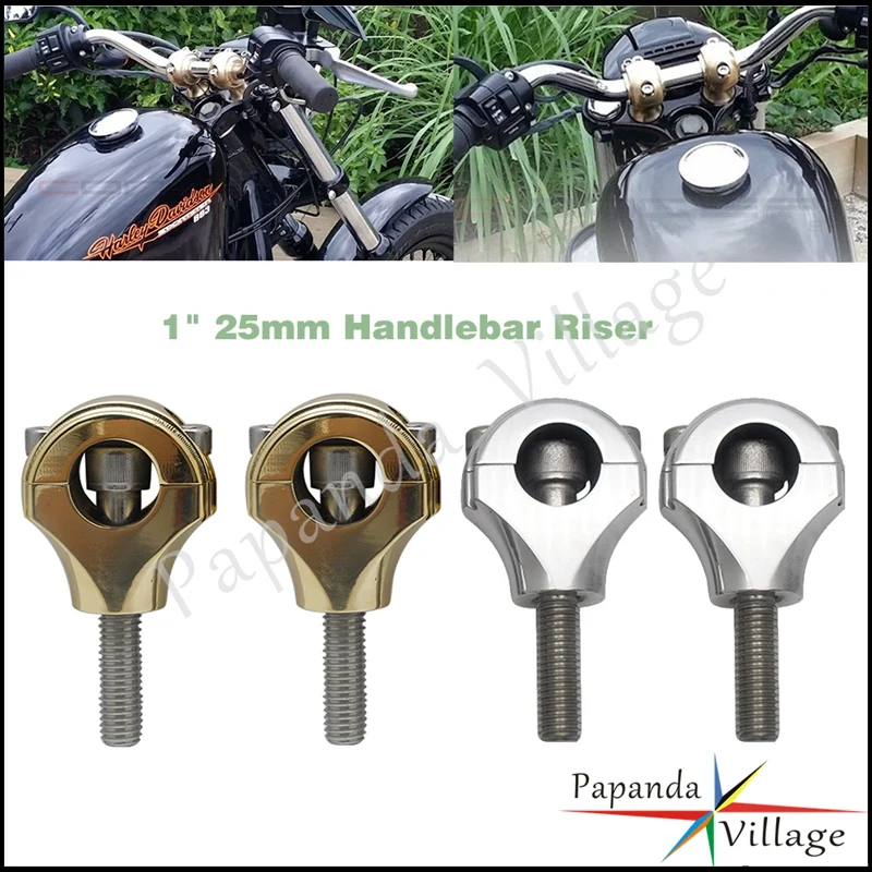 

Brass/Polish 25mm Bar Handlebar Riser For Harley Chopper Cafe Racer Street Bob Super Glide Motorcycle 1" Handle Bar Risers Clamp