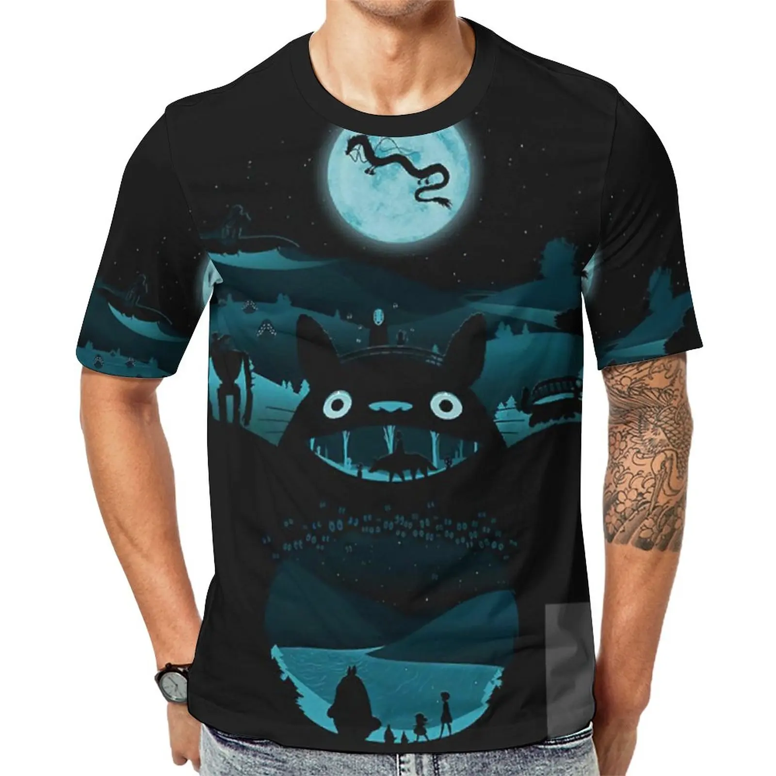 

Totoro Print T Shirt Japanese Anime Classic T-Shirts O Neck Vintage Tshirt Summer Man Graphic Tops Plus Size