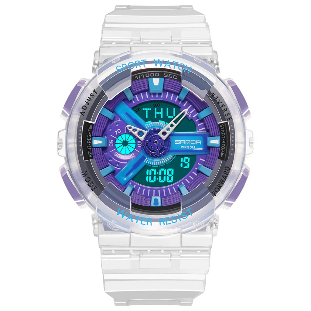

Fashion Waterproof Sports Watch Transparent Strap Digital Couple Watch Men Часы Мужские Relógios Digitais Zegarek Męski 2022
