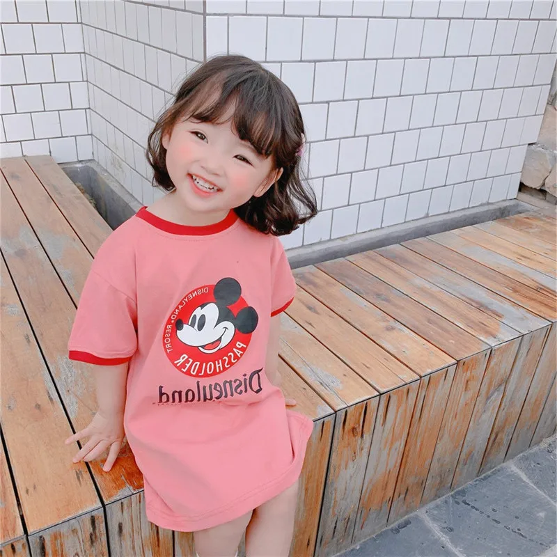 Детская одежда платья для девочек платье с мультяшным Микки Маусом летнее