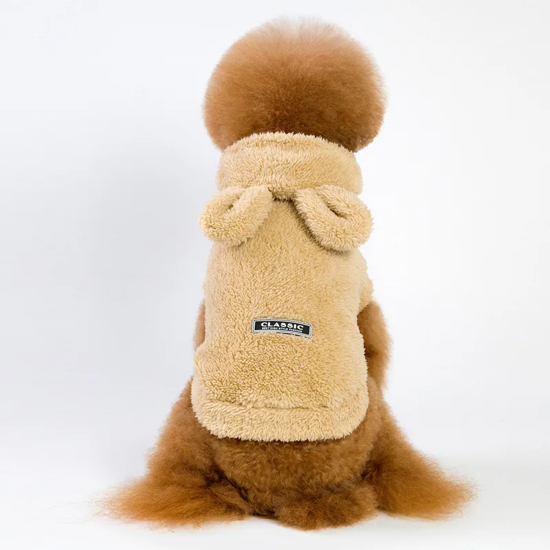

Autumn Winter Dog Clothes Bear Ears Pet Clothes Hooded Thickened Dog Fleece Coat Jacket French Bulldog Clothes Shih Tzu Clothes