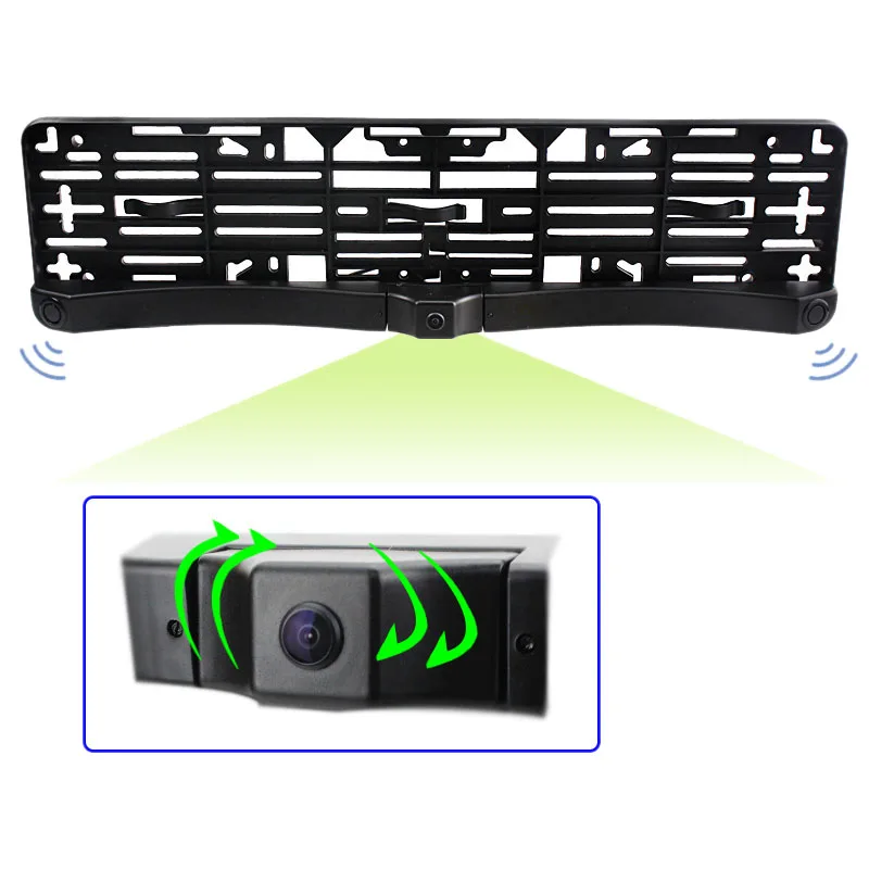

European Car License Plate Frame CCD Front View Camera Plate Frame With One Front View Camera Two Radar-Parking Sensors