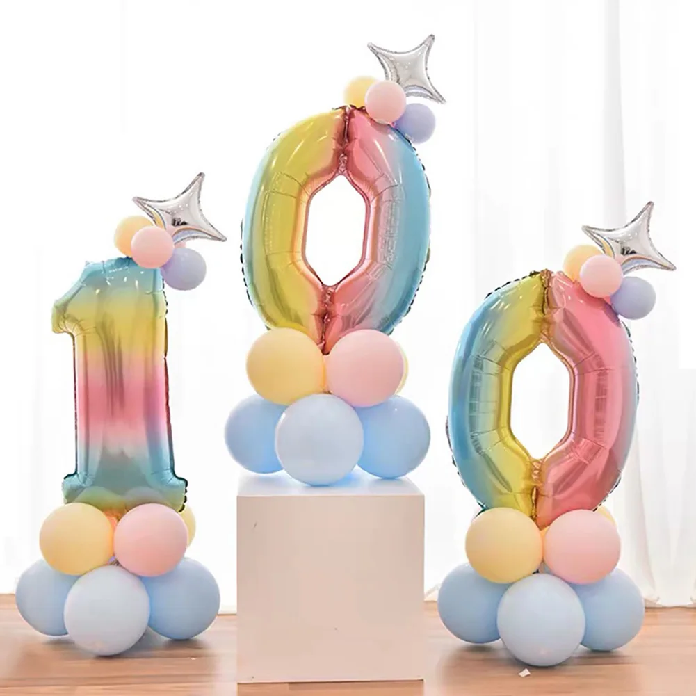 

1Pcs Number Star Aluminum Foil Balloon Stand By Air Birthday Gift Candle Balloons Love Wedding Party Decoration Baby Shower