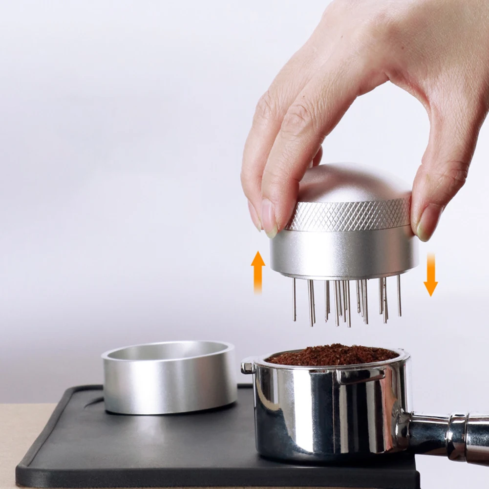 

Tool Coffee Needle Tamper Coffee Distributor Stainless Steel 19-pin Spreader Accessories Protable Round Bottom Silver
