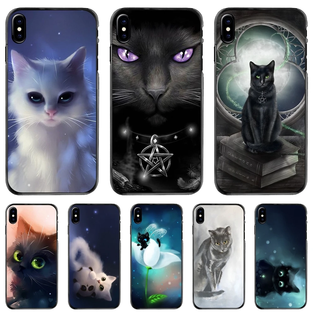 

Anime Gray Fantasy Cat For Apple iPhone 11 12 13 14 Pro MAX Mini 5 5S SE 6 6S 7 8 Plus 10 X XR XS Hard Phone Cover Case