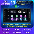 Автомагнитола для Toyota Corolla Vios Crown Camry Hiace Previa RAV4, мультимедийный плеер на Android 11, 2 Гб ОЗУ, 32 Гб ПЗУ, типоразмер 2DIN