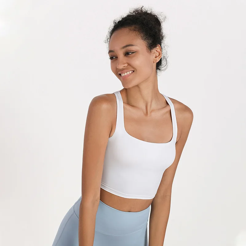 

OEING New Cross Back Sports Underwear Women's Shock-proof Vest Type Running Fitness Yoga Underwear with Chest Pad Bra Gym