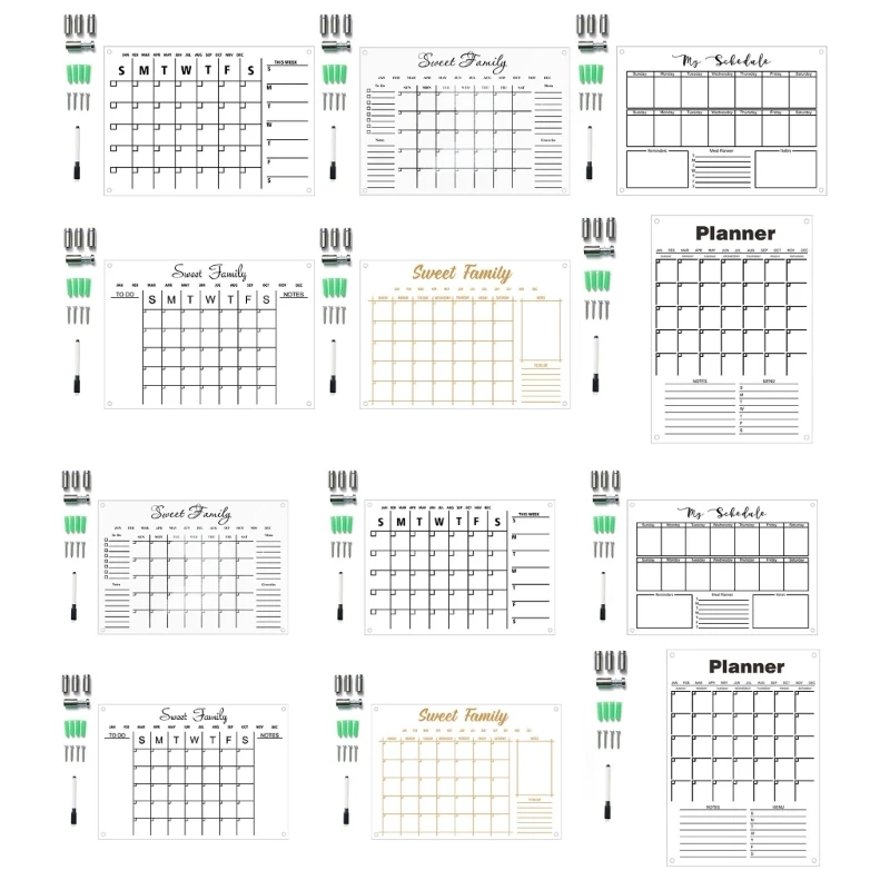 

Acrylic Board Wall Calendar Whiteboard Clear Refrigerator Schedule Set