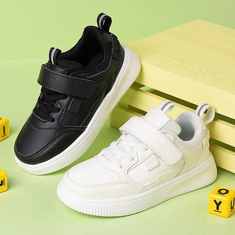 

Детская обувь для мальчиков и девочек 2022 Высококачественная кожаная детская обувь для скейта белые черные спортивные кроссовки для бега те...